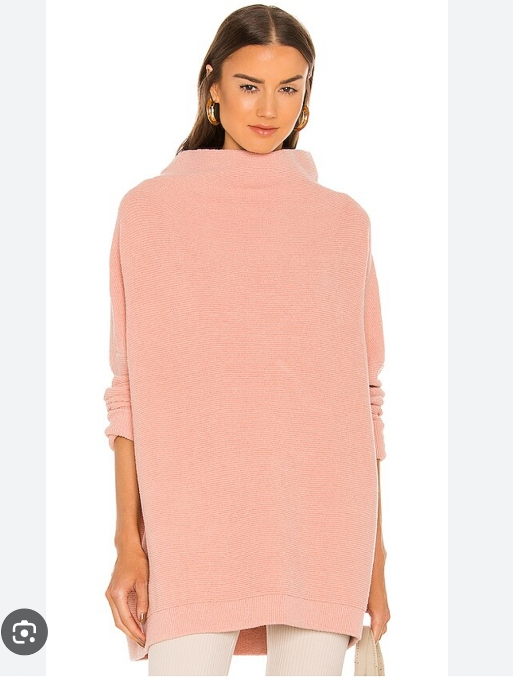 Free People Dusty Pink Ottoman Cowl Tunic Sweater Size Large Nwt